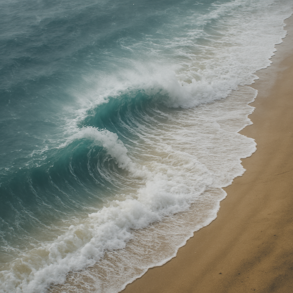Wave hitting beach